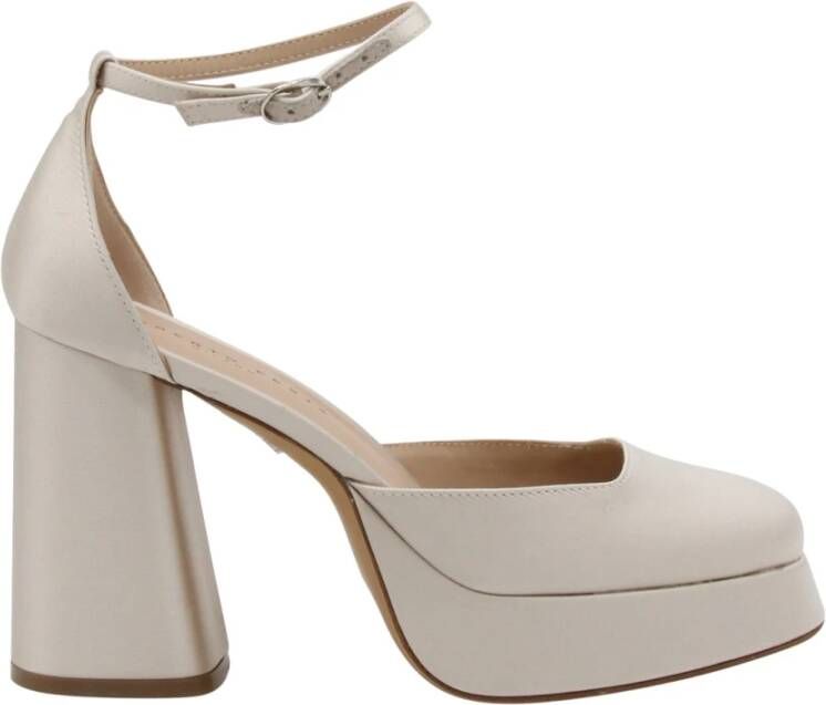 Roberto Festa Schoen met hak van textiel en leer Beige Dames