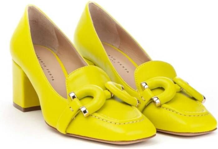 Roberto Festa Leren Gesp Sneakers Yellow Dames