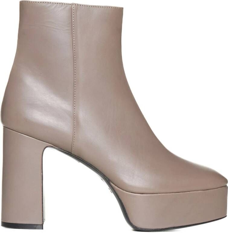 Roberto Festa Taupe Grijs Leren Platform Enkellaarzen Beige Dames