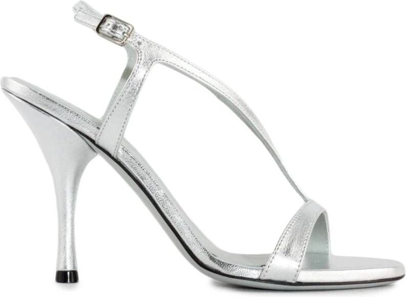 Roberto Festa Zilver Metallic Leren Sandalen met 10cm Hak