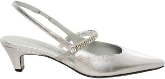 Roberto Festa Zilveren gelamineerde juweel slingback sandaal