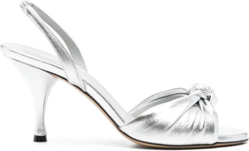 Roberto Festa Zilveren Hoge Hak Sandalen met Knoopdetails