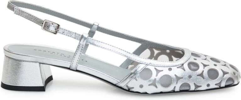 Roberto Festa Zilveren Leren Enkelband Sandalen