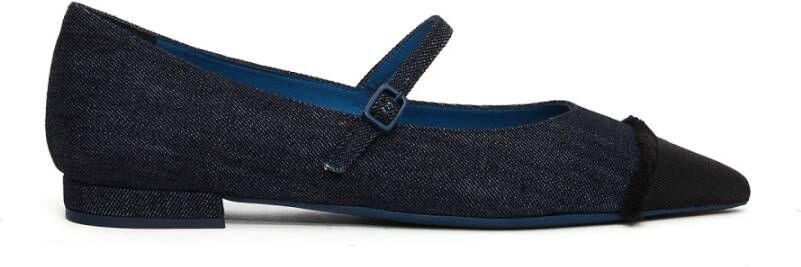 Roberto Festa Zwarte Ballerina`s van Denim en Grosgrain