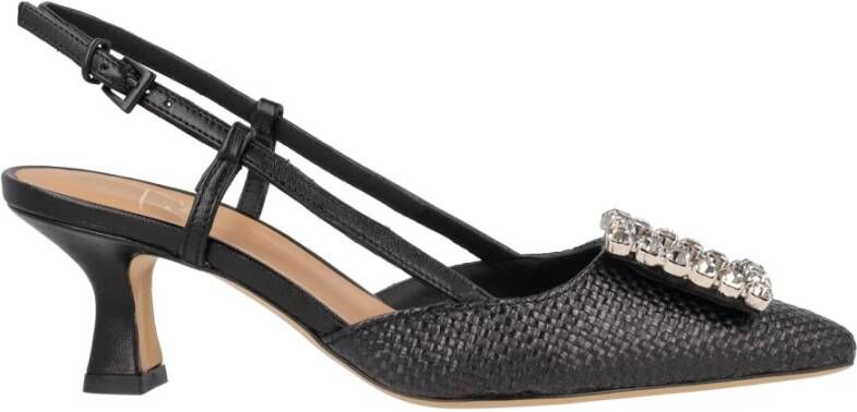 Roberto Festa Zwarte Leren Juweel Pumps Black Dames