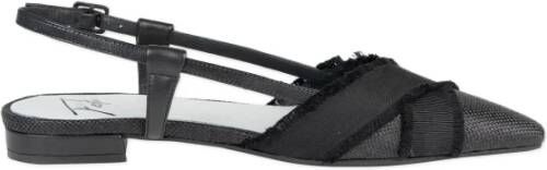 Roberto Festa Zwarte leren slingback platte schoenen