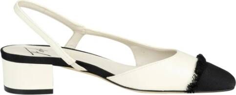 Roberto Festa Zwarte Slingback Platte Schoenen met Franje Stofdetail