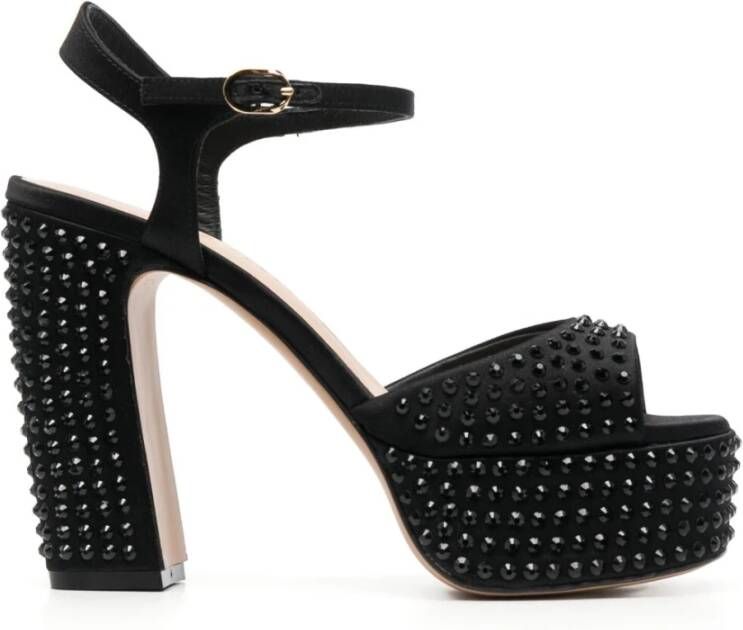 Roberto Festa Zwarte Spike-Detail Hoge Hak Sandalen Zwart Dames