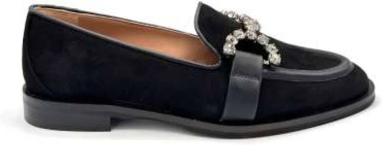 Roberto Festa Zwarte Suède Loafer met Vooraccessoire Black Dames