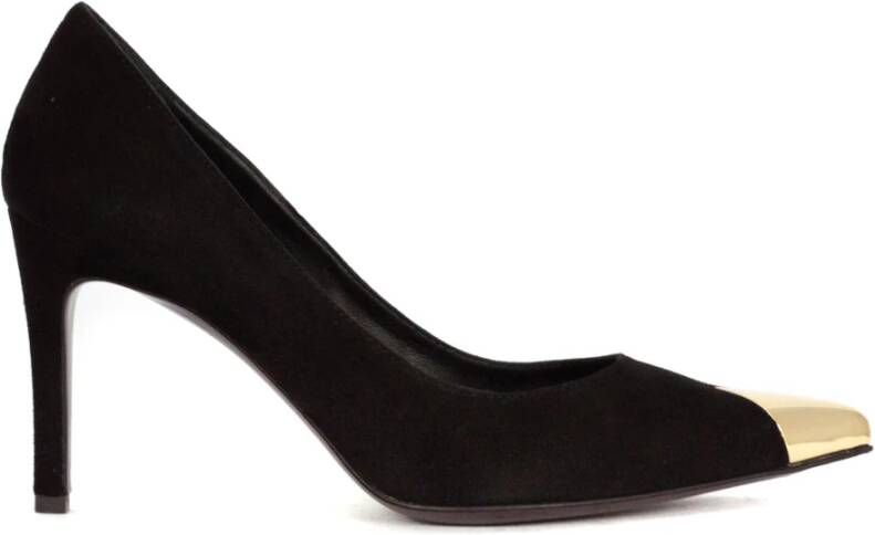 Roberto Festa Zwarte Suède Pumps met Gouden Neuskap