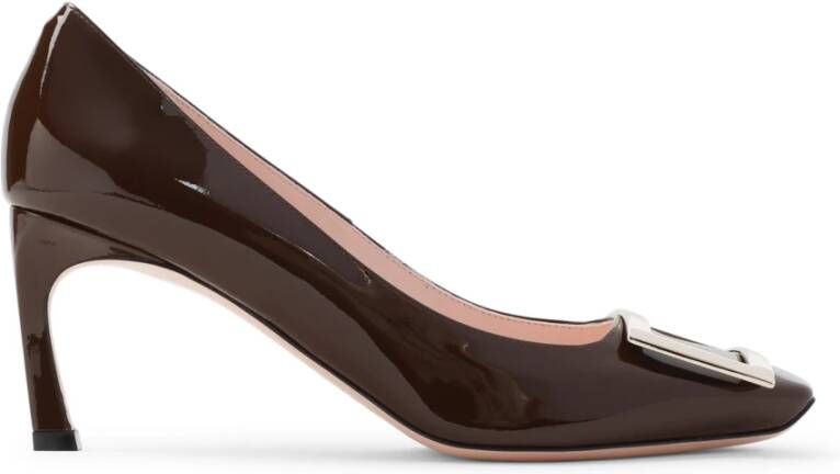 Roger Vivier Bruin Lakleer Vierkante Neus Pumps