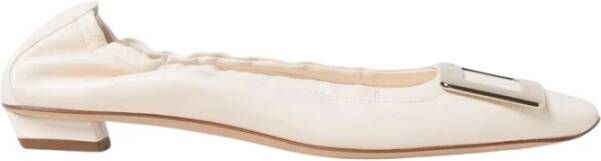 Roger Vivier Geel Roomleer Ballerina's Lage Hak