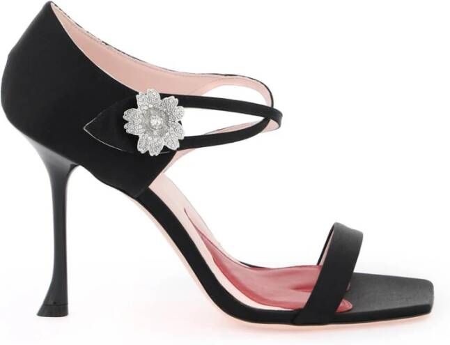 Roger Vivier I Love Vivier Daisy Strass Satijnen Sandalen Black Dames