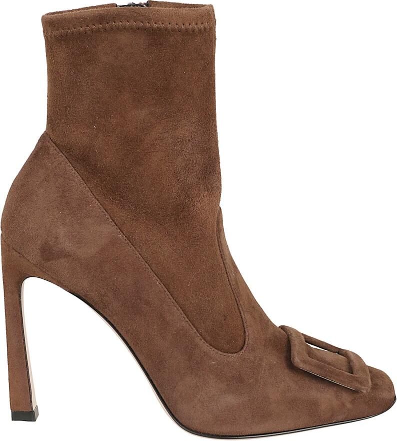 Roger Vivier Bruine Stretch Suède Enkellaarzen