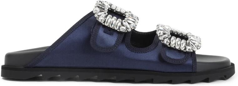 Roger Vivier Slidy Strass Bord Gros Satin Muiltjes