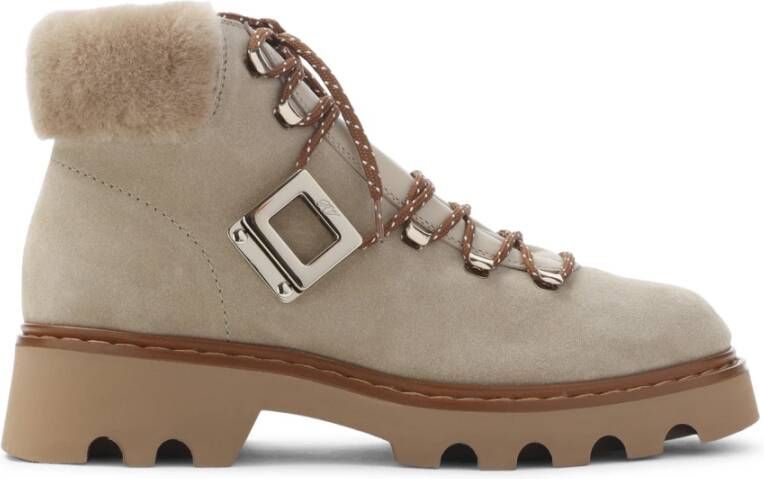 Roger Vivier Suède Enkellaarzen Nude & Neutrals