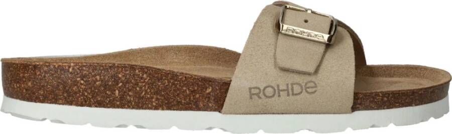 Rohde Beige leren zomerse slipper met gesp Beige Dames