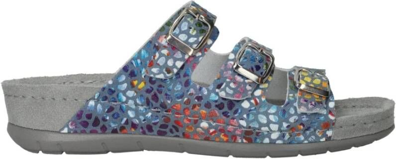 Rohde Blauw Print Dames Slipper Multicolor Dames