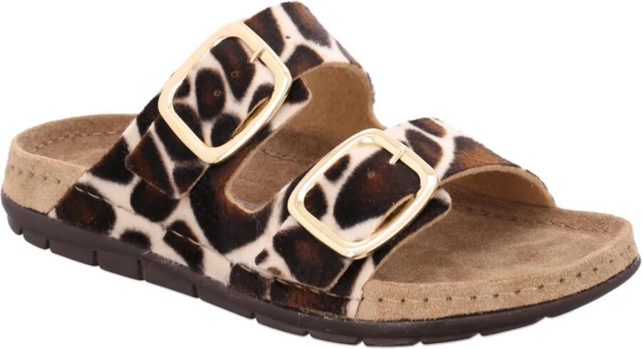 Rohde 5897 72 Slippers Bruin Koeienprint Suede Dames Bruin Koeienprint