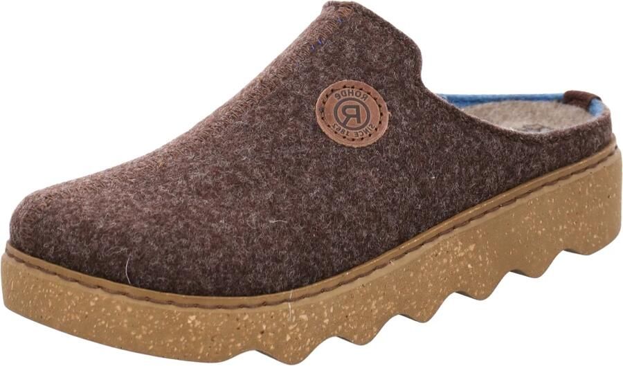Rohde 6122 72 Pantoffels Open Sloffen Bruin Blauw Vilt Dames Bruin - Foto 2