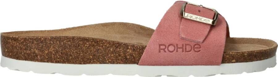 Rohde Roze leren zomerslipper met gesp Pink Dames