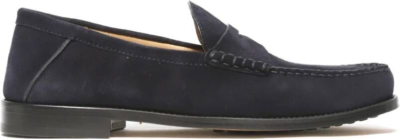 Rossano Bisconti Blauwe Suède Mocassins Leren Zool Blue Heren