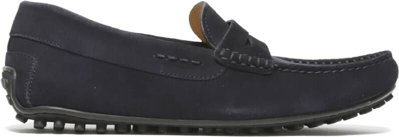 Rossano Bisconti Blauwe Suède Mocassins met Anatomische Binnenzool Blue Heren