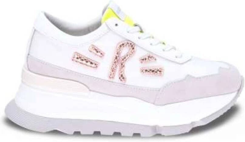Rucoline Stoffen Sneakers met Suède Inzetstukken en Leren Logo White Dames