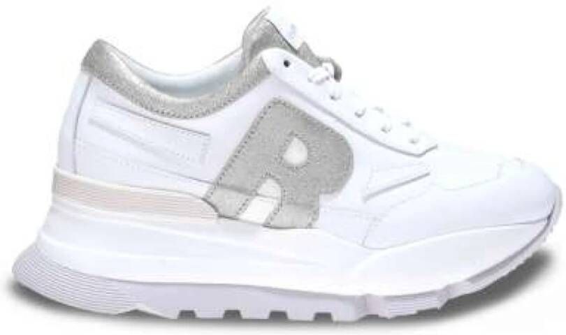 Rucoline Wit en Zilver Leren Glitter Sneakers White Dames