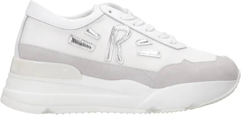 Rucoline Witte Leren Sneakers met Stoffen Veters White Dames