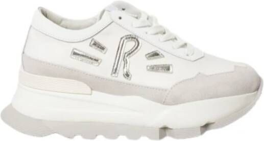 Rucoline Witte Leren Sneakers met Suède Inzetstukken