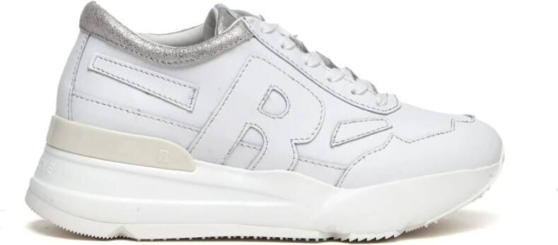 Rucoline Witte leren sneakers met zilveren inzetstukken White Dames