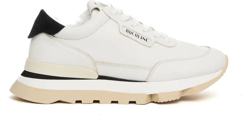 Rucoline Witte leren sneakers met zwarte details