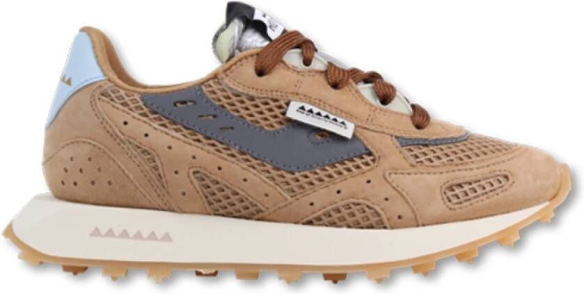 RUN OF Handgemaakte Crème Sneaker Brown Dames