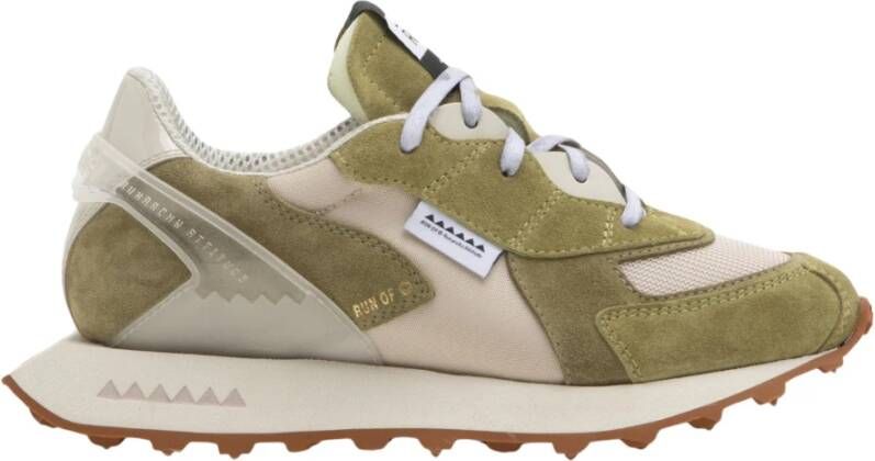 RUN OF Musk Split Leder Sneakers Green Dames