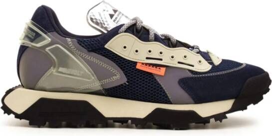 RUN OF Denim Suede Sneakers met Zwart & Wit Zolen Multicolor Heren