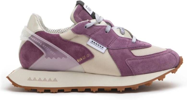 RUN OF Roze Leren Sneaker met Witte Zolen Purple Dames