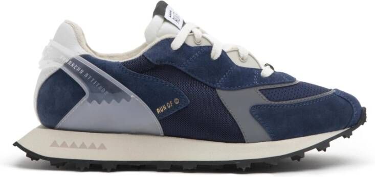 RUN OF Sportieve Chique Blauwe Suède Sneakers Multicolor Heren - Foto 2