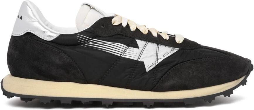 RUN OF Zwarte Sneakers van Suède en Nylon