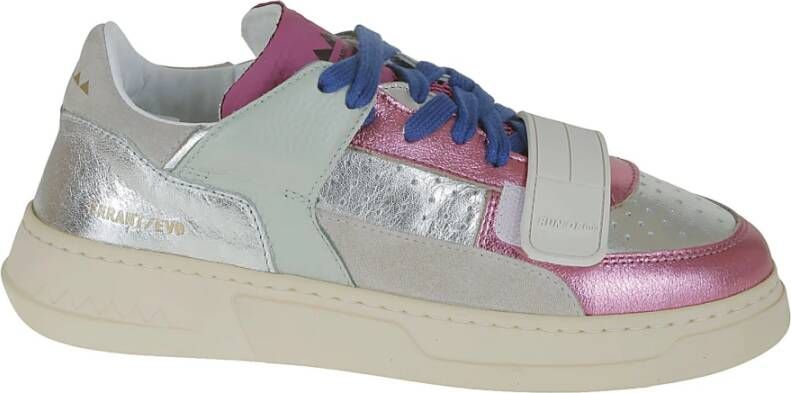 RUN OF Morris Sneaker in roze blauw en zilver leer Pink Dames