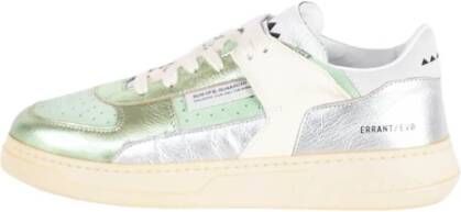 RUN OF Metallic Leren Sneakers Green Dames