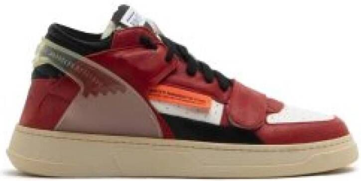 RUN OF Vintage Leren Sneakers Red Heren