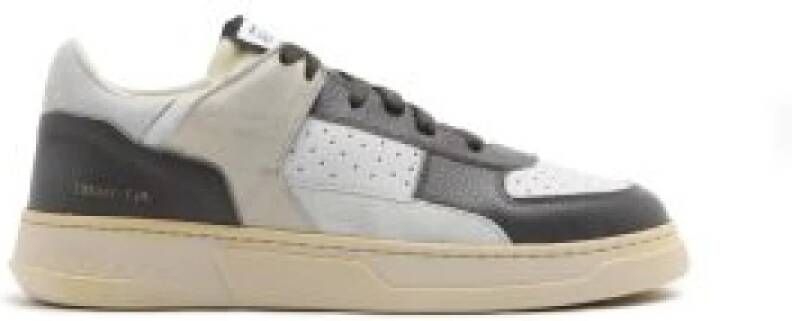 RUN OF Vintage Stijl Leren Sneakers Gray Heren