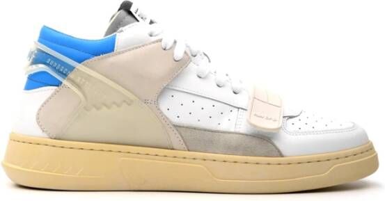 RUN OF Witte Leren en Suède Sneakers White Heren