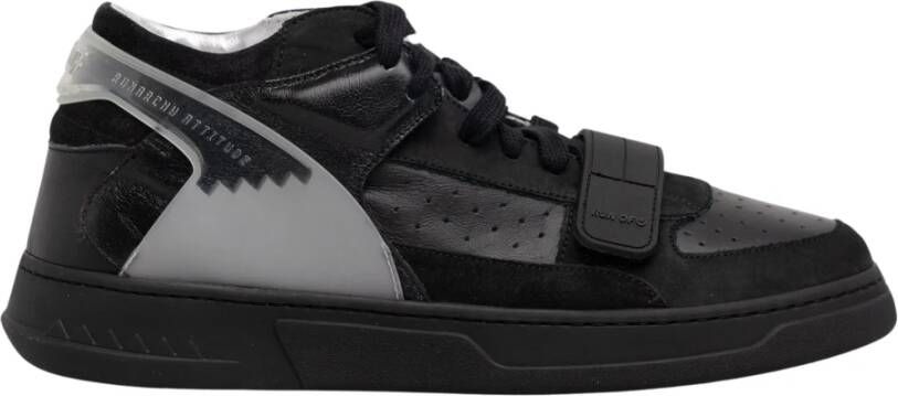 RUN OF Zwarte Leren Sneakers Black Heren