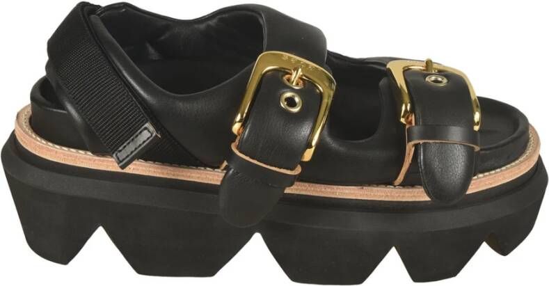Sacai Flat Sandals Black Dames