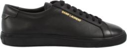 Saint Laurent Zwarte Leren Lage Sneakers Black Heren