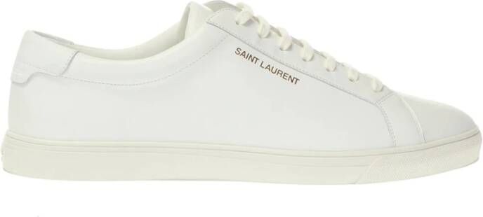 Saint Laurent Witte Lage Vetersneakers met Goudkleurig Logo White Heren