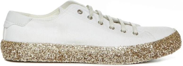 Saint Laurent Bedford Lage Sneakers met Glitterdetail White Dames