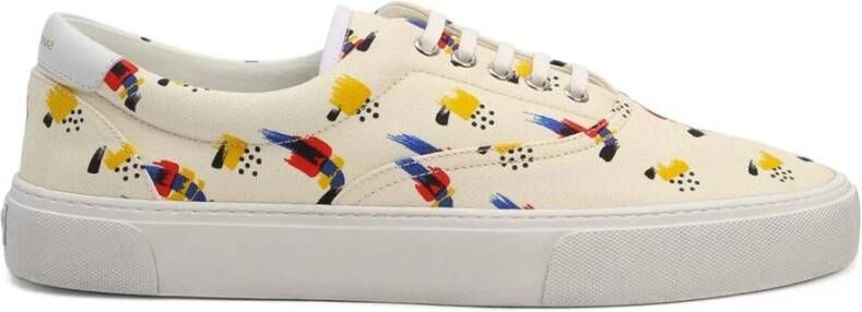 Saint Laurent Bedrukte canvas sneakers White Heren